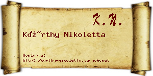 Kürthy Nikoletta névjegykártya